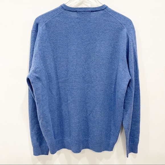 McKenzy Superfine Outwear Vintage Lambswool V-Neck Sweater Blue Long Sleeve L - Picture 2 of 8